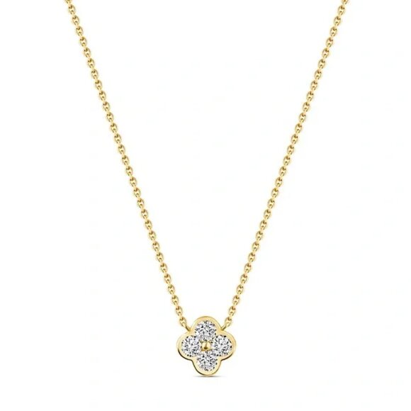 New Electric Picks Camilla 14k gold floral Van Cleef and Arpels Alhambra pendant - Picture 2 of 9